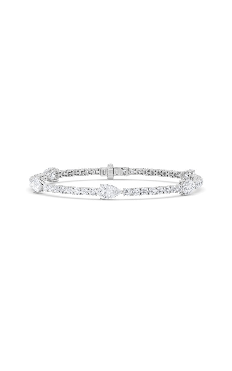 6Cttw Pear Shaped Lab Grown Diamond (F/VS) East West Station Bracelet in 14K Gold