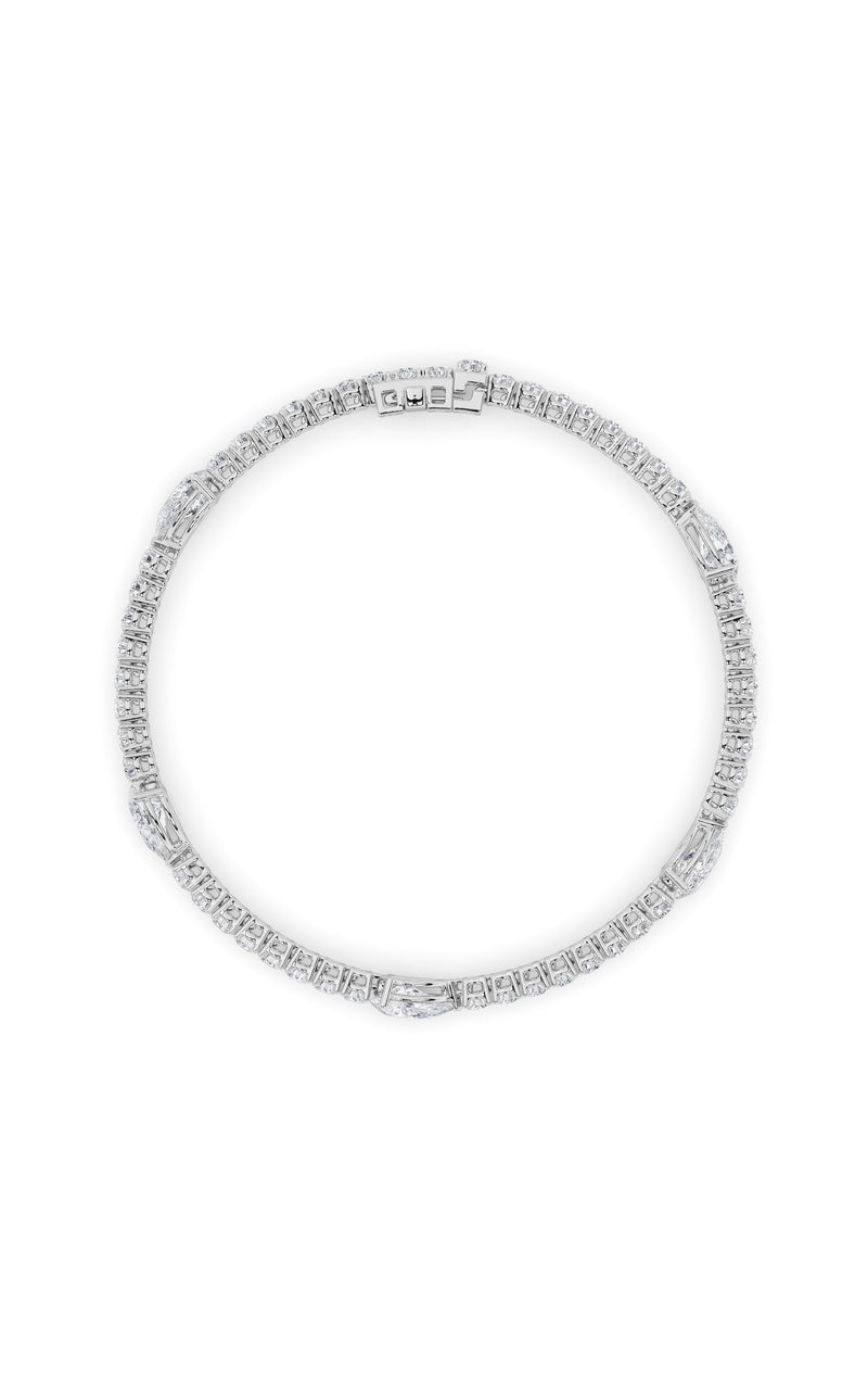 6Cttw Pear Shaped Lab Grown Diamond (F/VS) East West Station Bracelet in 14K Gold