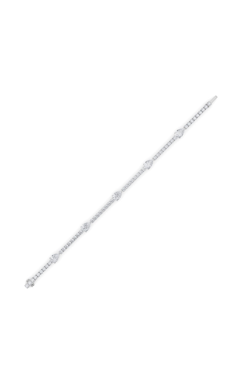 6Cttw Pear Shaped Lab Grown Diamond (F/VS) East West Station Bracelet in 14K Gold