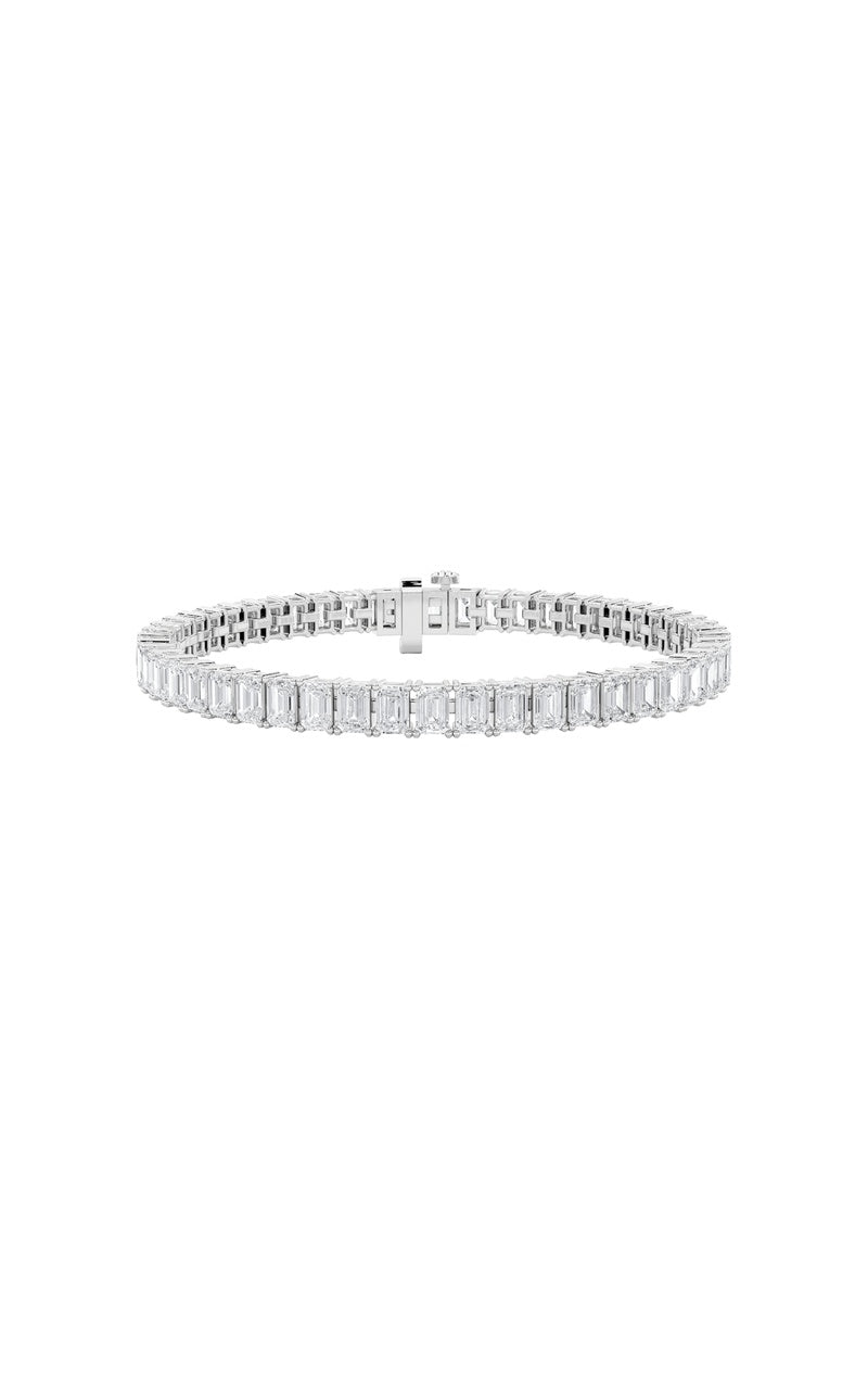 15Cttw Emerald Shaped Lab Grown Diamond North  South Bracelet in 14K Gold (F/VS)
