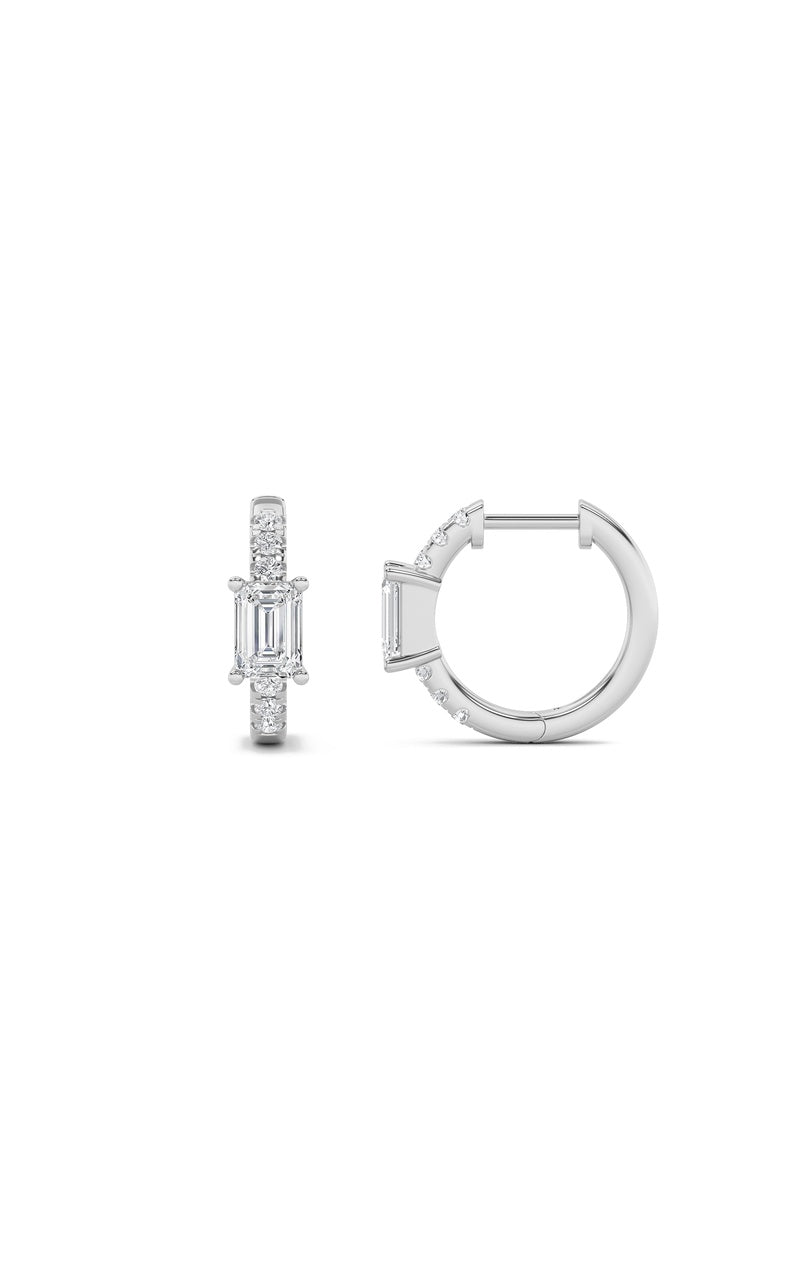 1.5Cttw Marquise Shaped Lab Grown Diamond (F/VS) Solitare Accent Huggie Earrings in 14K  Yellow Gold
