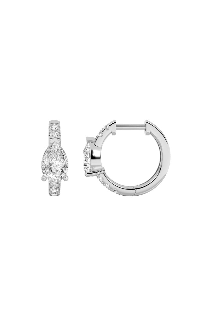 1.5Cttw Emerald Shaped Lab Grown Diamond (F/VS) Accented Huggie Earrings in 14K Yellow Gold