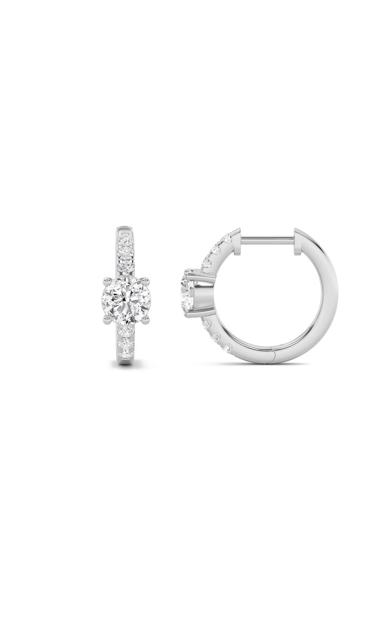 1.5Cttw Marquise Shaped Lab Grown Diamond (F/VS) Solitare Accent Huggie Earrings in 14K  Yellow Gold