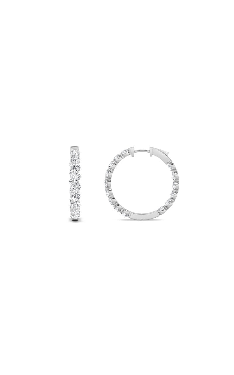 3Cttw Round Shaped Lab Grown Diamond (F/VS) Inside out Hoop Earrings in 14K Gold