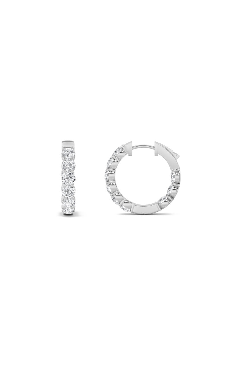 3Cttw Round Shaped Lab Grown Diamond (F/VS) Inside out Hoop Earrings in 14K Gold