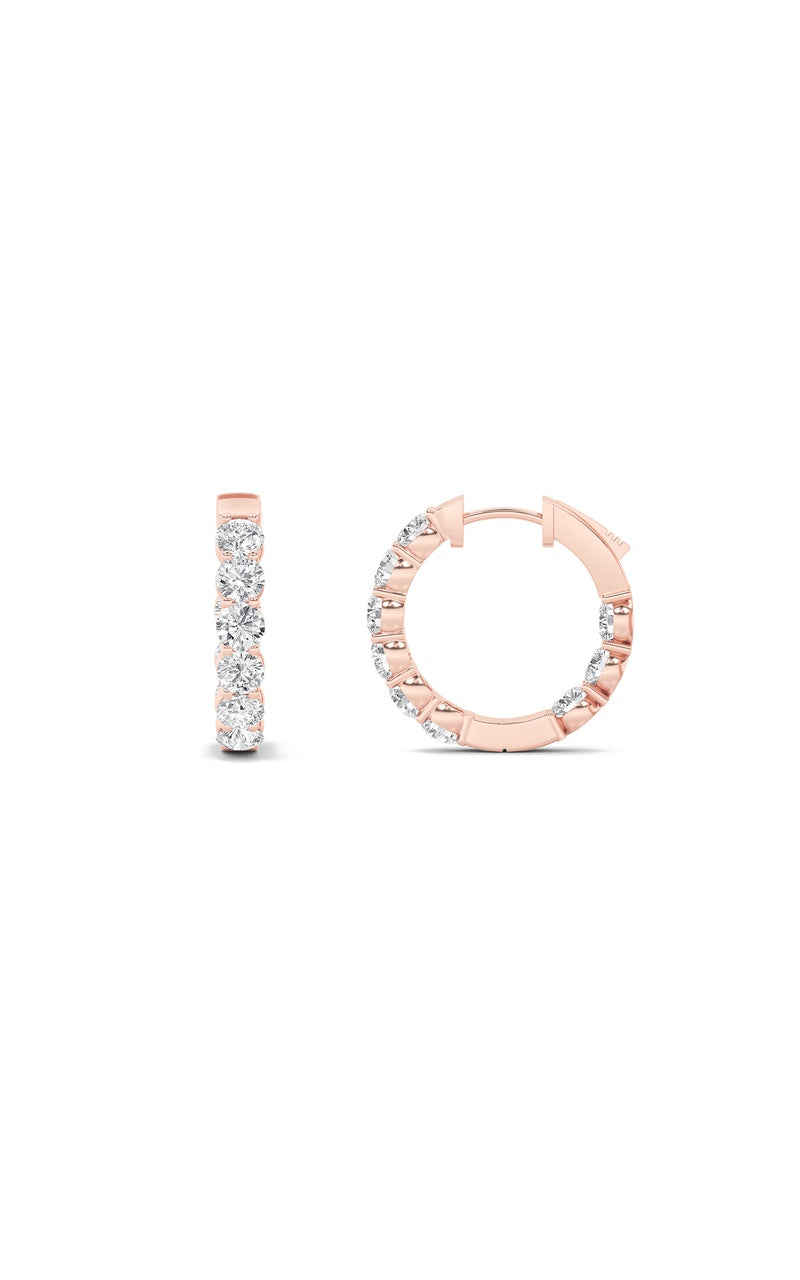 3Cttw Round Shaped Lab Grown Diamond (F/VS) Inside out Hoop Earrings in 14K Gold