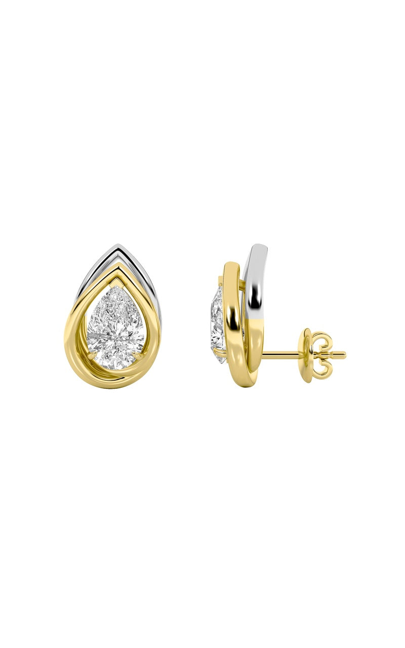 3Cttw Pear Shaped Lab Grown Diamond (F/VS) Knot Earrings in 14K Gold