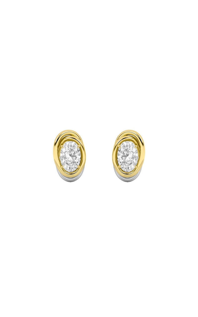 2Cttw Oval Shaped Lab Grown Diamond (F/VS) Knot Earrings in 14K Gold