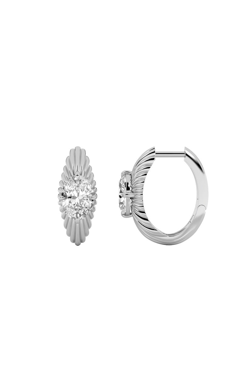 2Cttw Oval Shaped Lab Grown Diamond (F/VS)  Earrings in 14K Gold