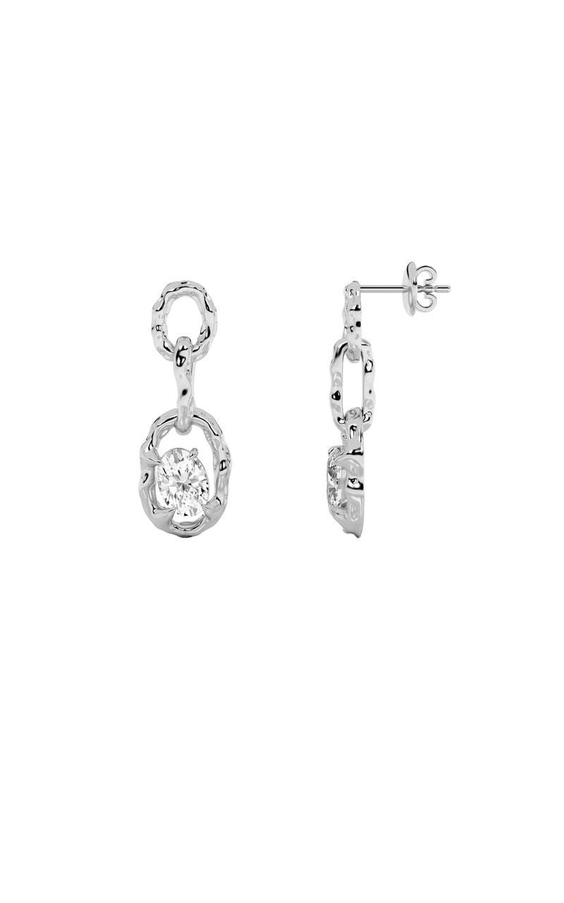 2Cttw Oval Shaped Lab Grown Diamond (F/VS)  Earrings in 14K Gold