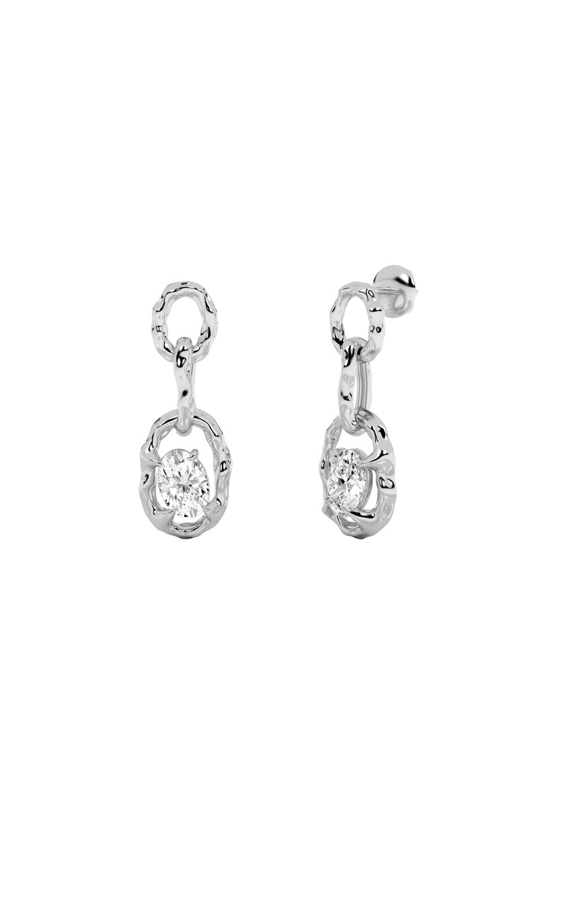 2Cttw Oval Shaped Lab Grown Diamond (F/VS)  Earrings in 14K Gold