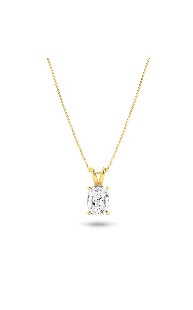 1Cttw Elongated Cushion Shaped Lab Grown Diamond (F/VS) Split Bale Solitaire Pendant in 14K Gold