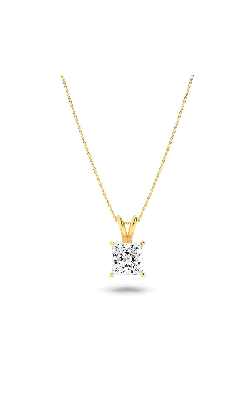 1Cttw Elongated Cushion Shaped Lab Grown Diamond (F/VS) Split Bale Solitaire Pendant in 14K Gold