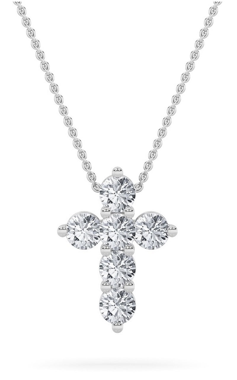1.5Cttw Round Shaped Lab Grown Diamond (F/VS) Cross Pendant in 14K Gold