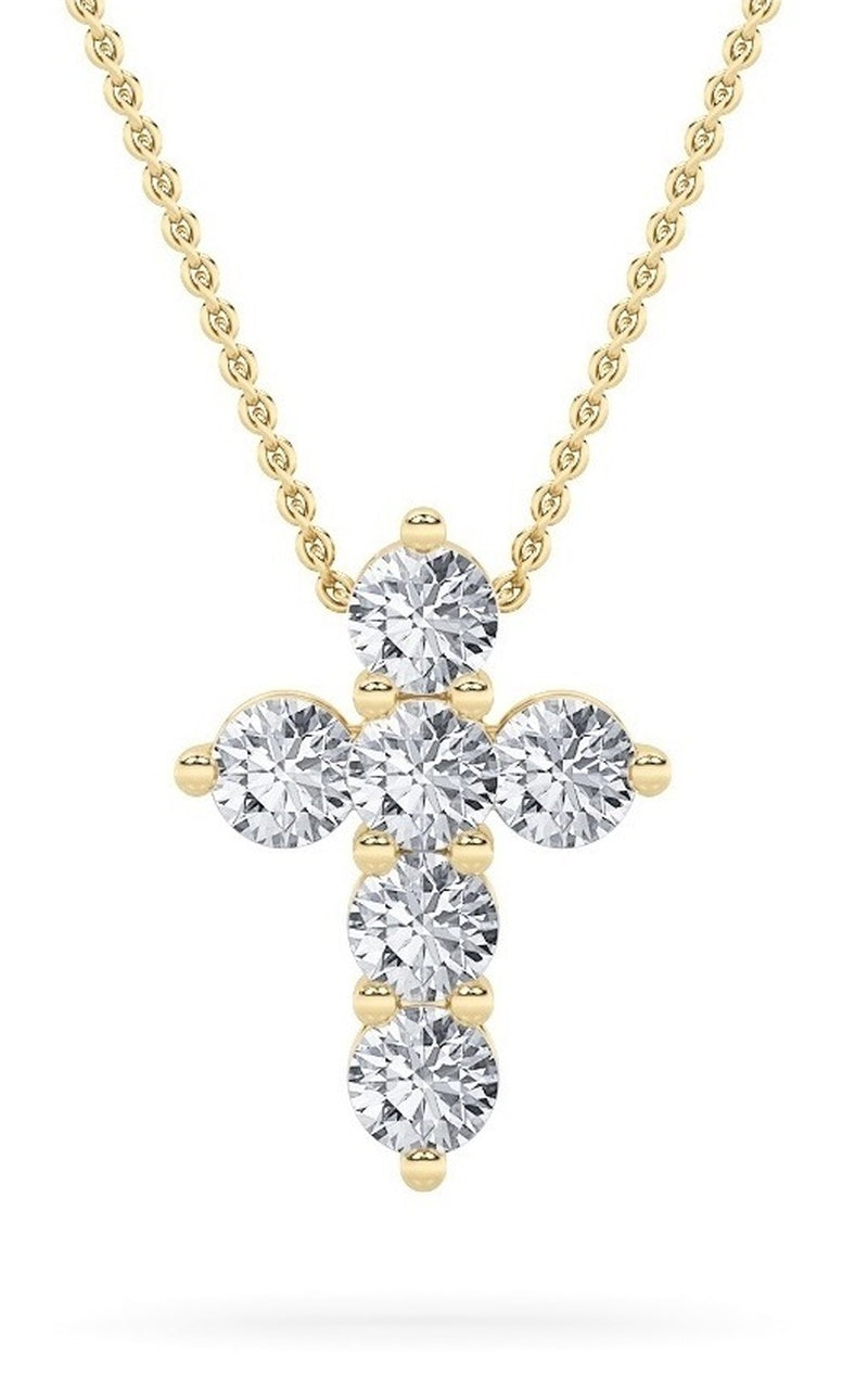 1.5Cttw Round Shaped Lab Grown Diamond (F/VS) Cross Pendant in 14K Gold