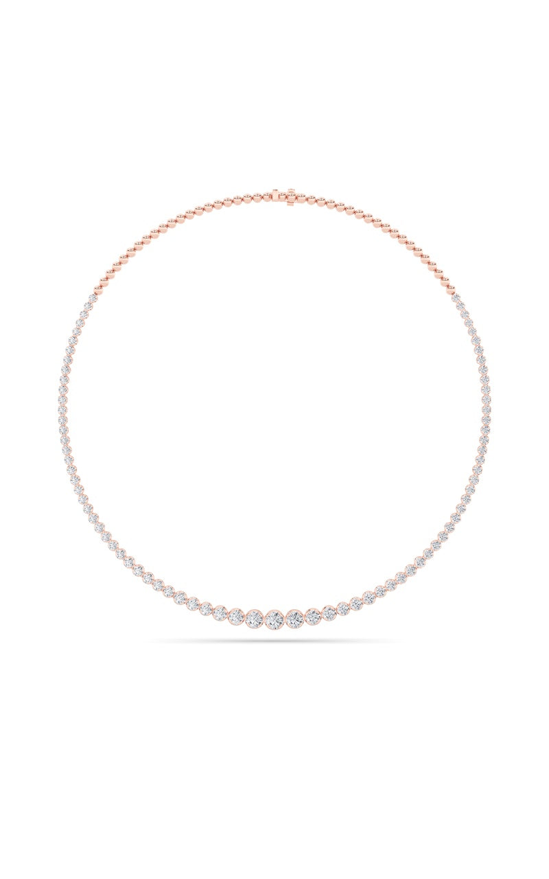 10Cttw Round Shaped Lab Grown Diamond (F/VS) Graduating Half  Riviera Necklace in 14K Gold