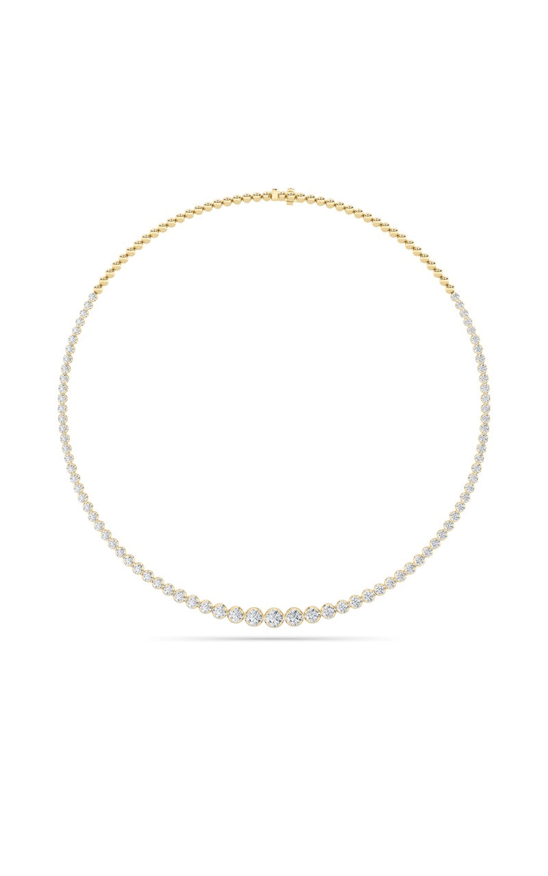 10Cttw Round Shaped Lab Grown Diamond (F/VS) Graduating Half  Riviera Necklace in 14K Gold