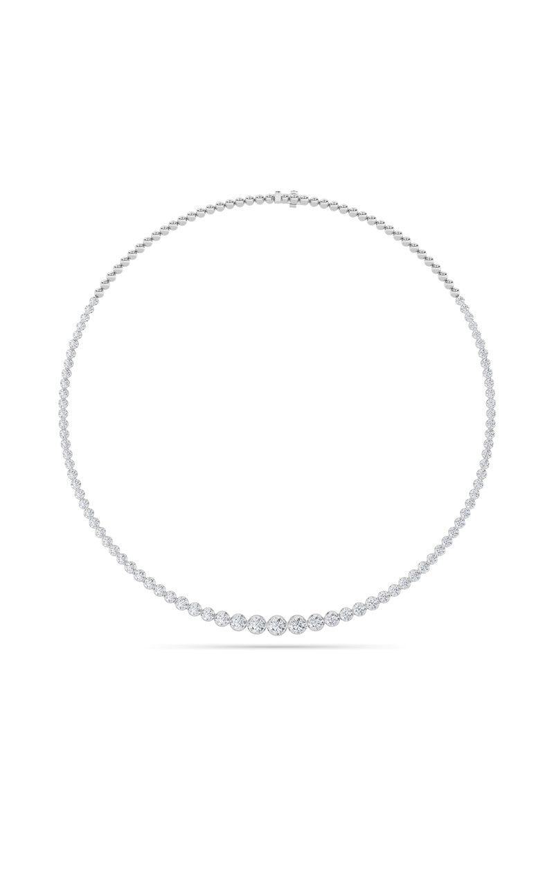 10Cttw Round Shaped Lab Grown Diamond (F/VS) Graduating Half  Riviera Necklace in 14K Gold