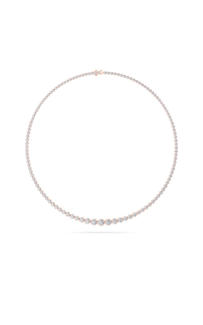 10Cttw Round Shaped Lab Grown Diamond (F/VS) Graduating Full Riviera Necklace in 14K Gold