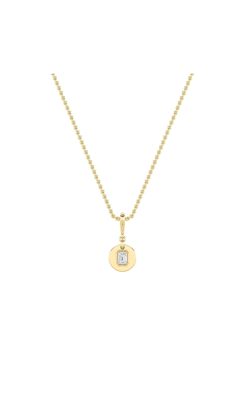 1Cttw Emerald Shaped Lab Grown Diamond (F/VS) Dog Tag Pendant in 14K Gold