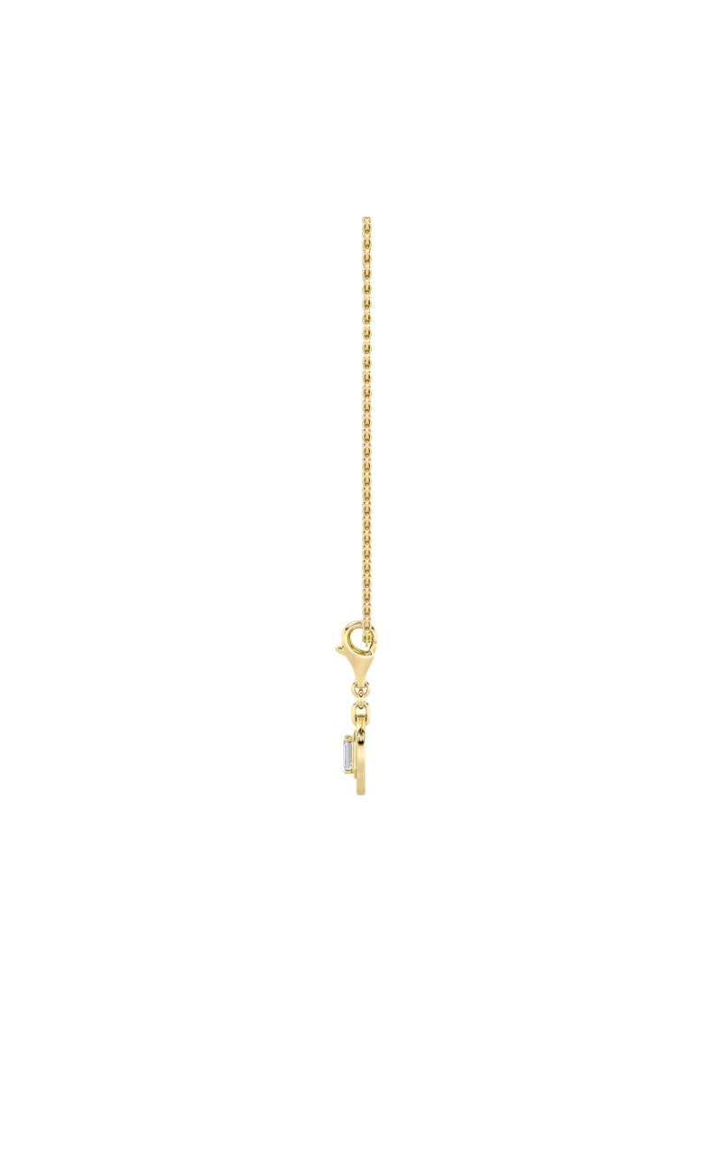 1Cttw Emerald Shaped Lab Grown Diamond (F/VS) Dog Tag Pendant in 14K Gold