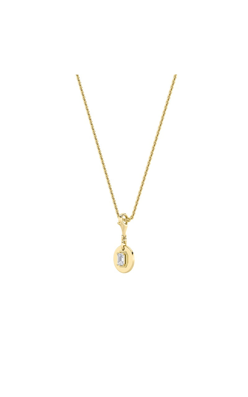 1Cttw Emerald Shaped Lab Grown Diamond (F/VS) Dog Tag Pendant in 14K Gold