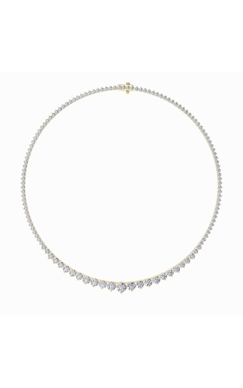 10Cttw Round Shaped Lab Grown Diamond (F/VS) Three Prong Graduating Necklace in 14K Gold