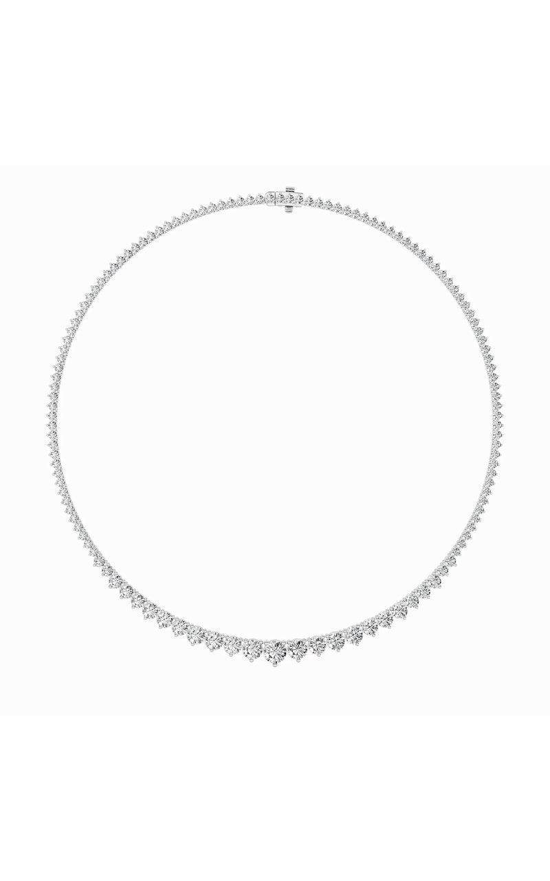 10Cttw Round Shaped Lab Grown Diamond (F/VS) Three Prong Graduating Necklace in 14K Gold