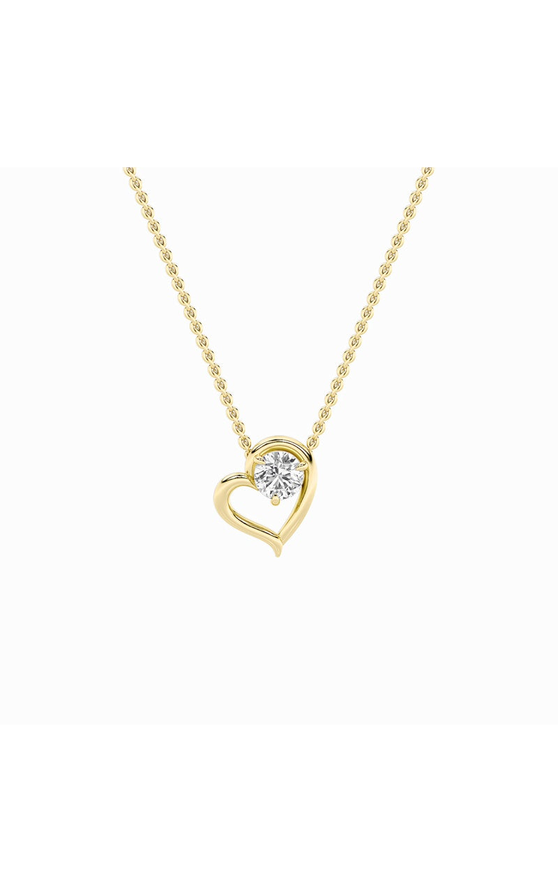 0.5Cttw Round Shaped Lab Grown Diamond (F/VS) Heart Shaped   Pendant in 14K Gold