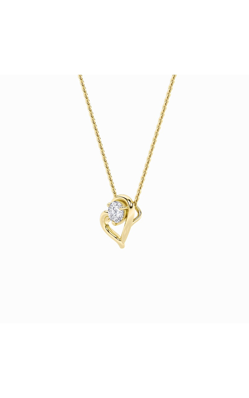 0.5Cttw Round Shaped Lab Grown Diamond (F/VS) Heart Shaped   Pendant in 14K Gold