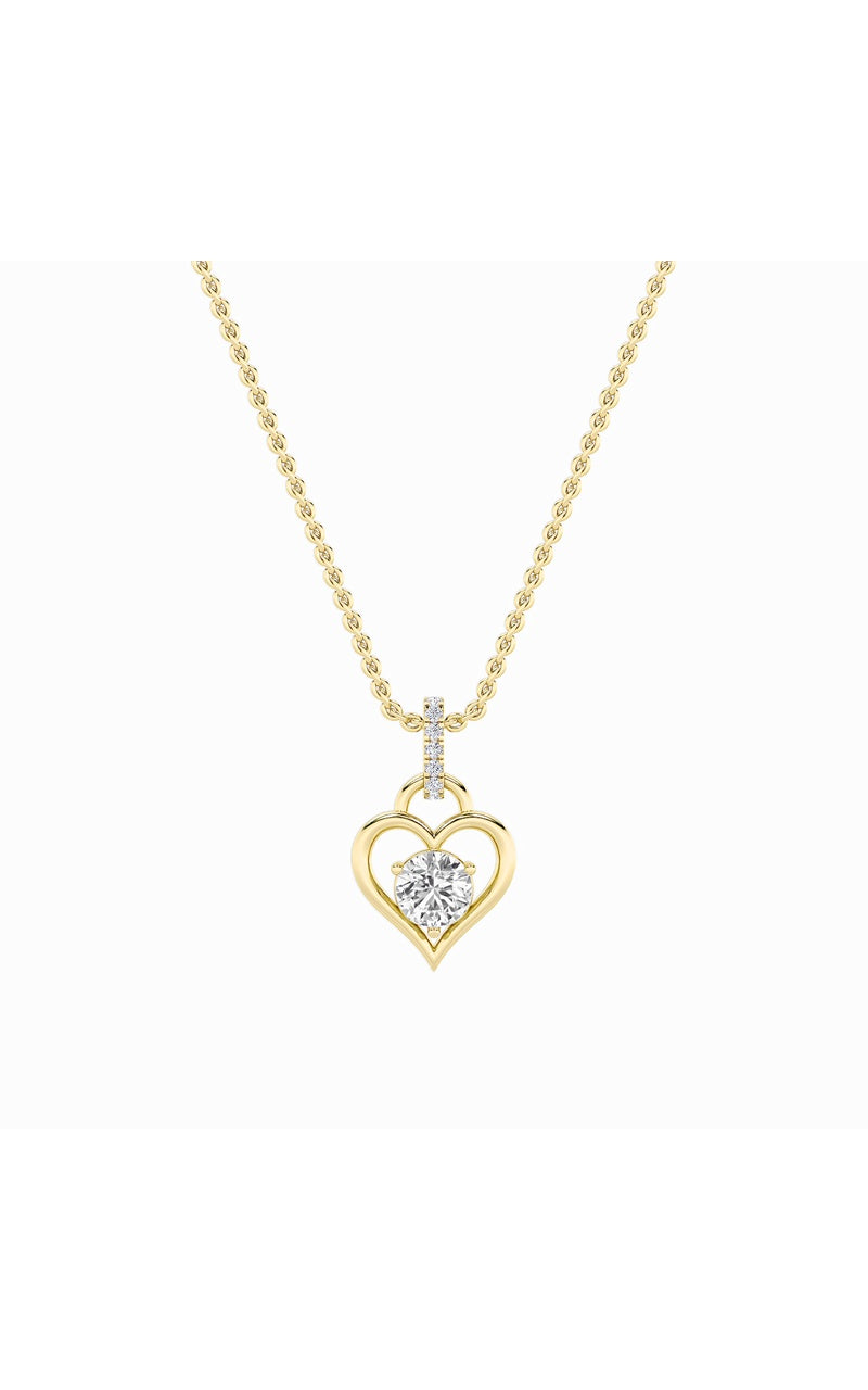 1.5Cttw Round Shaped Lab Grown Diamond (F/VS) Heart Shaped Pendant in 14K Gold