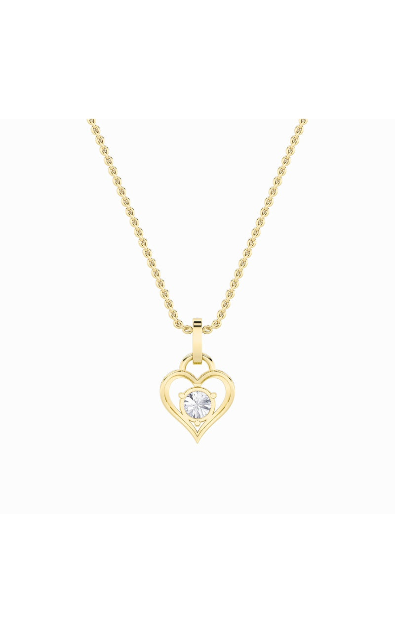 1.5Cttw Round Shaped Lab Grown Diamond (F/VS) Heart Shaped Pendant in 14K Gold