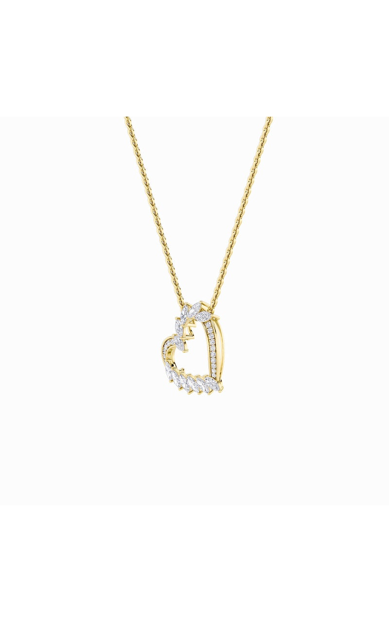 2.5Cttw Marquise Shaped Lab Grown Diamond (F/VS) Heart Shaped Pendant in 14K Gold