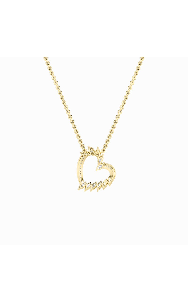 2.5Cttw Marquise Shaped Lab Grown Diamond (F/VS) Heart Shaped Pendant in 14K Gold