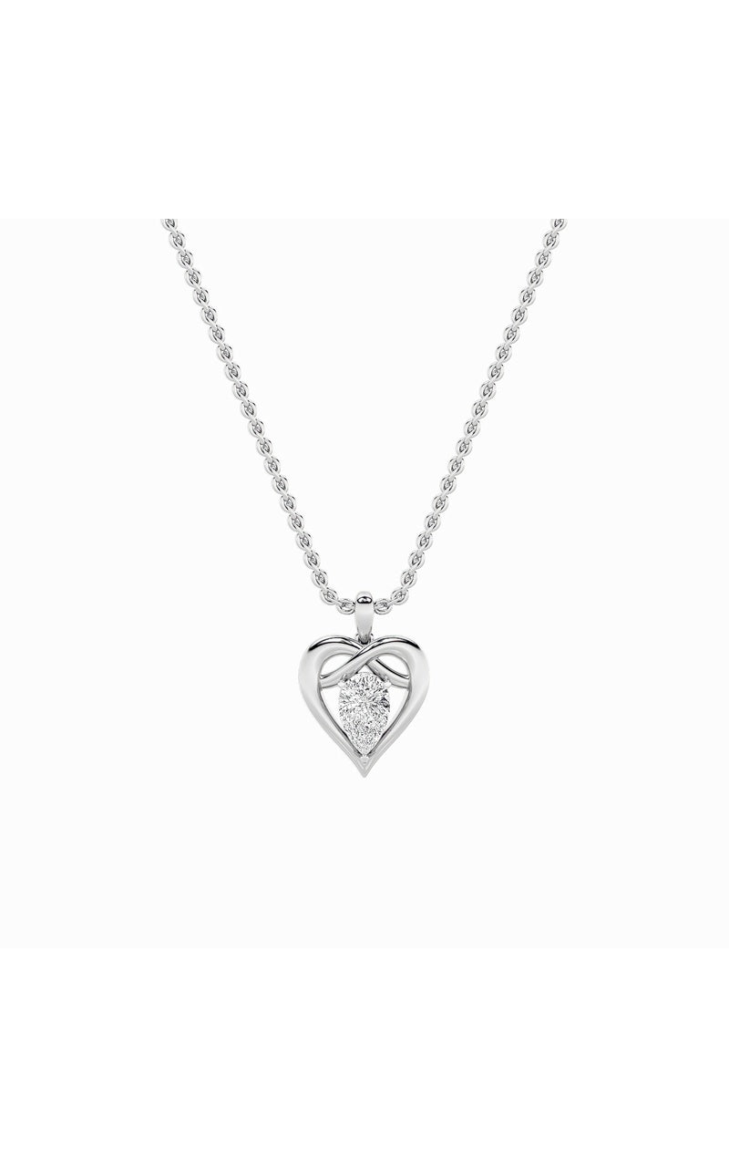 2Cttw Pear Shaped Lab Grown Diamond (F/VS) Heart Shaped Pendant in 14K Gold