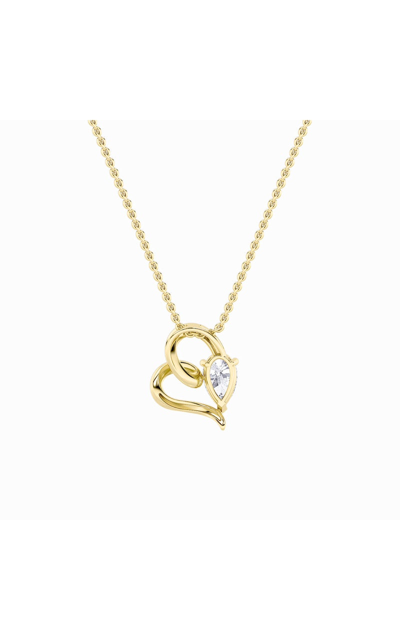 2Cttw Pear Shaped Lab Grown Diamond (F/VS) Heart Shaped Pendant in 14K Gold