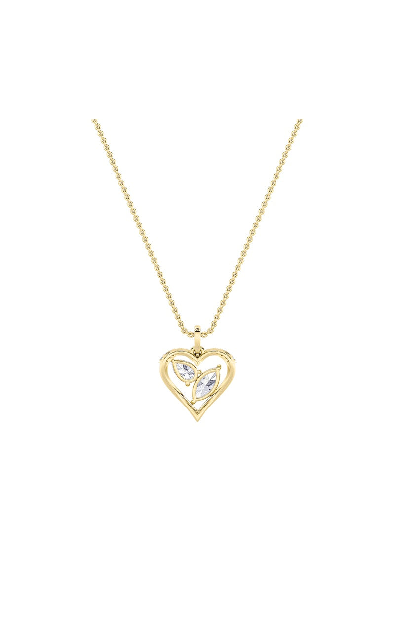 2.5Cttw Marquise Shaped Lab Grown Diamond (F/VS) Heart Shaped Pendant in 14K Gold