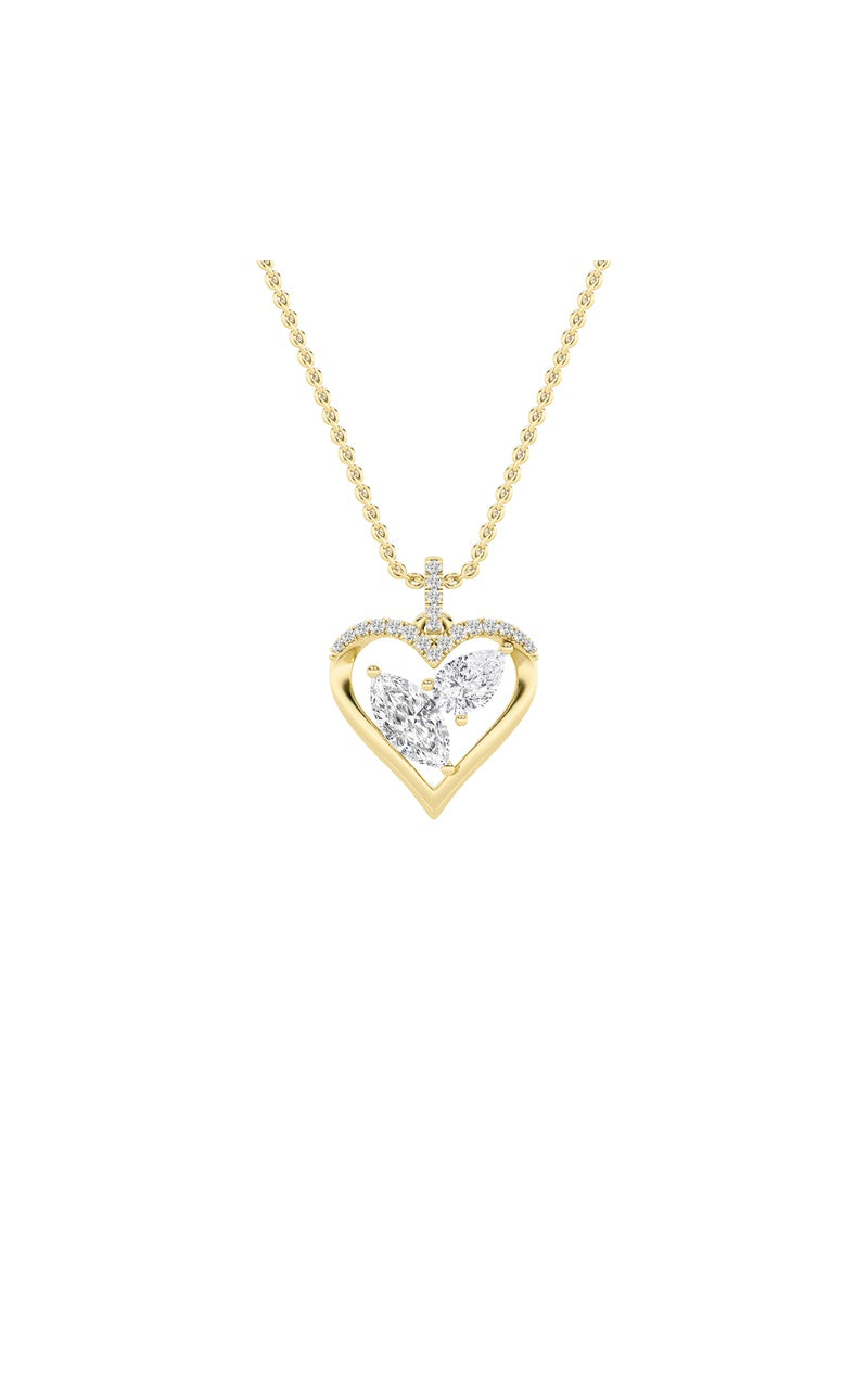2.5Cttw Marquise Shaped Lab Grown Diamond (F/VS) Heart Shaped Pendant in 14K Gold