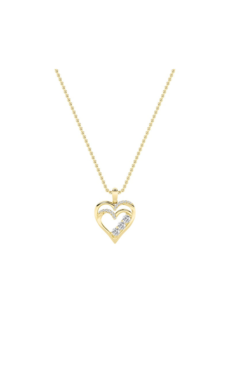1Cttw Round Shaped Lab Grown Diamond (F/VS) Heart Shaped Pendant in 14K Gold