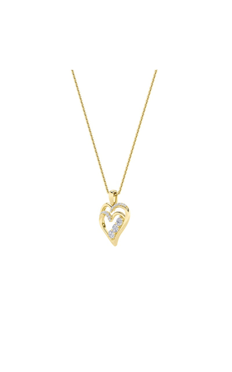 1Cttw Round Shaped Lab Grown Diamond (F/VS) Heart Shaped Pendant in 14K Gold