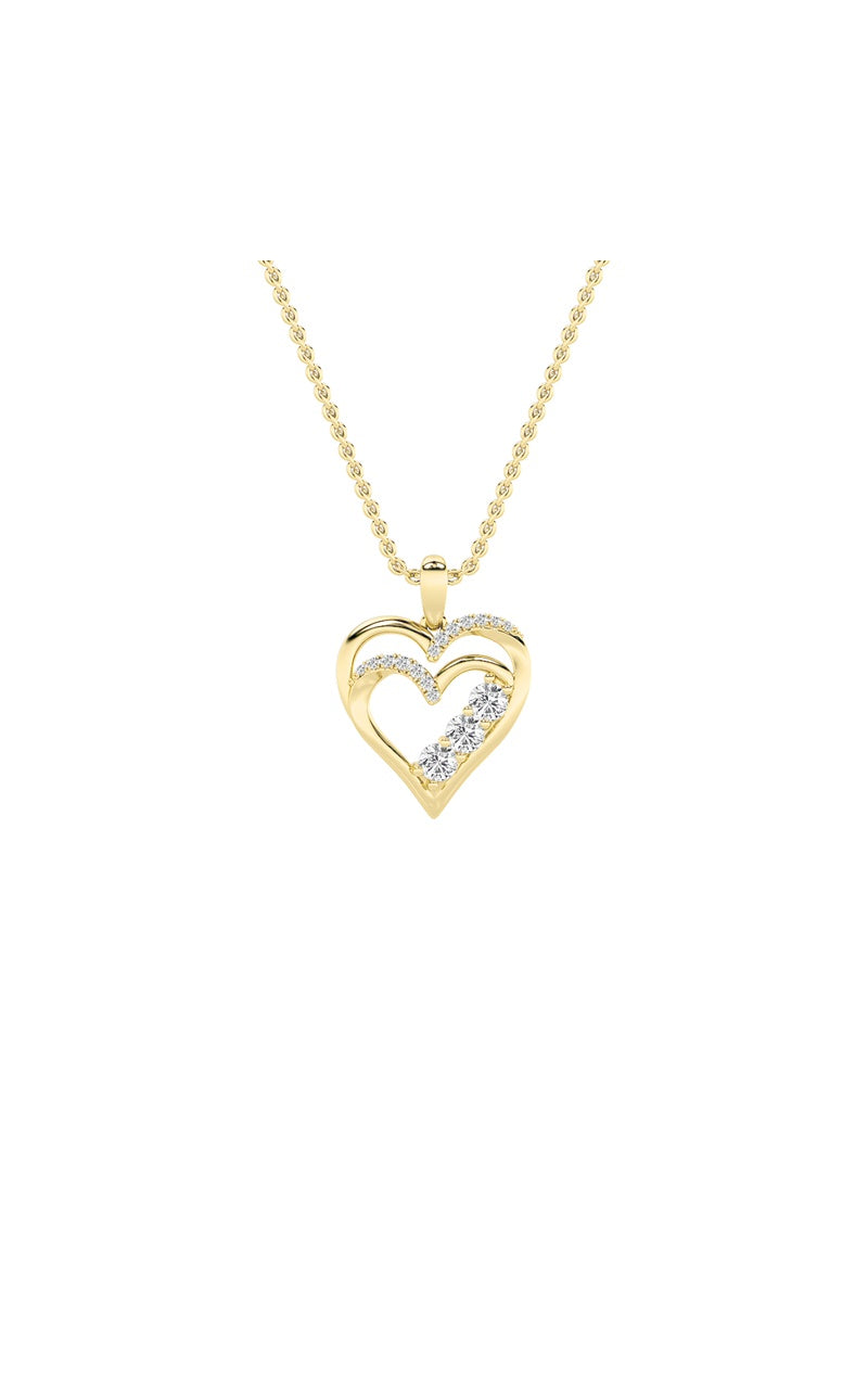 1Cttw Round Shaped Lab Grown Diamond (F/VS) Heart Shaped Pendant in 14K Gold