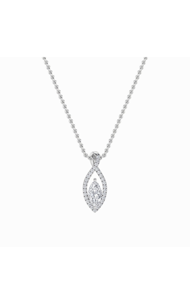 1.25Cttw Marquise Shaped Lab Grown Diamond (F/VS) Heart Shaped Pendant in 14K Gold