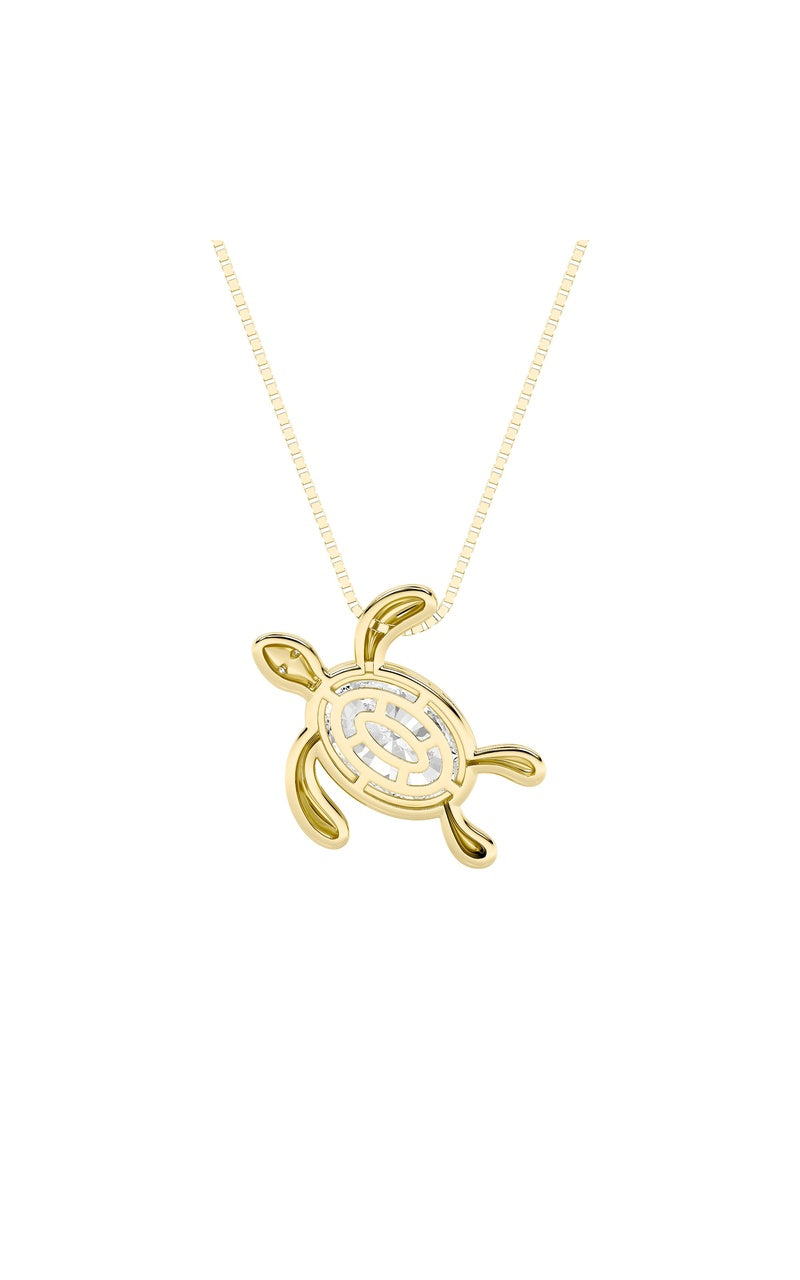 1.5Cttw Oval Shaped Lab Grown Diamond (F/VS) Bezel Set Turtle Pendant in 14K Gold