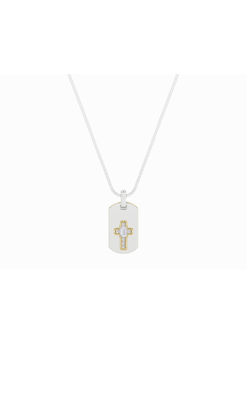 1Cttw Emerald Shaped Lab Grown Diamond (F/VS) Dog Tag Pendant in 14K Gold