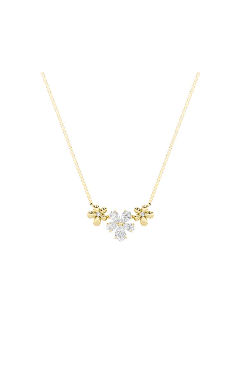 2Cttw Pear Shaped Lab Grown Diamond (F/VS) Fancy Flower Necklace in 14K Gold