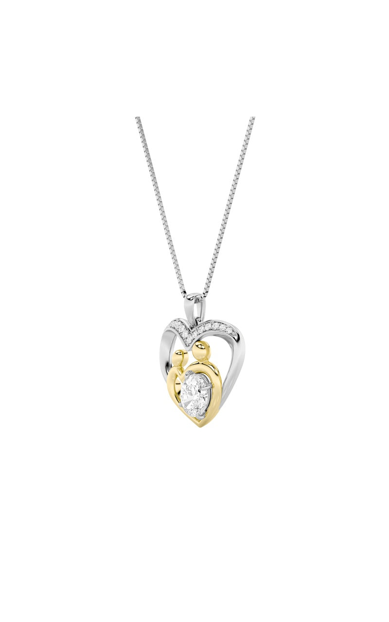 1Cttw Oval Shaped Lab Grown Diamond (F/VS) Heart Shaped Pendant in 14K Gold