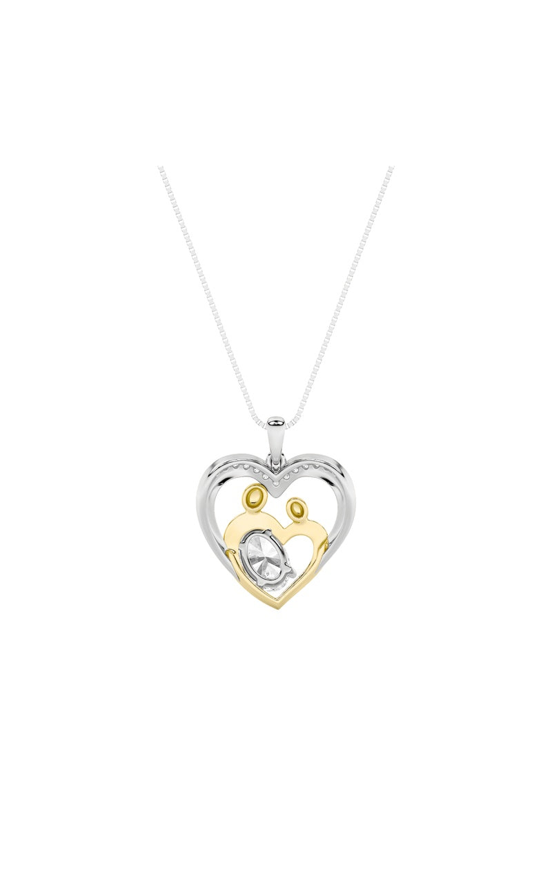 1Cttw Oval Shaped Lab Grown Diamond (F/VS) Heart Shaped Pendant in 14K Gold