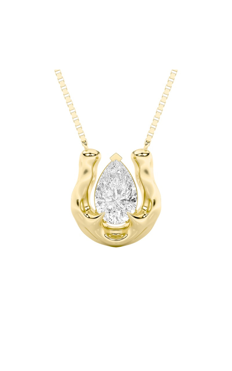 1Cttw Pear Shaped Lab Grown Diamond (F/VS)  Necklace in 14K Gold