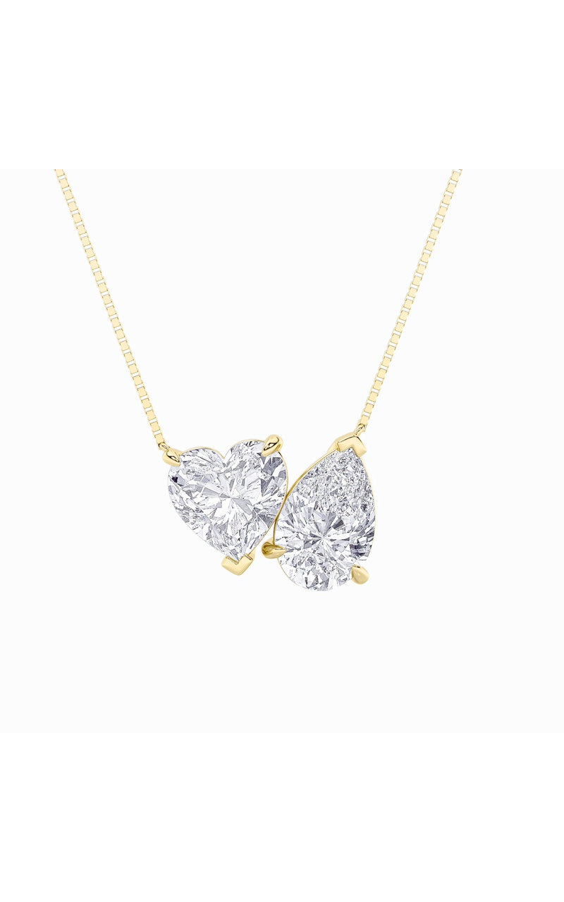2Cttw Pear Shaped Lab Grown Diamond (F/VS) Heart Shaped Necklace in 14K Gold