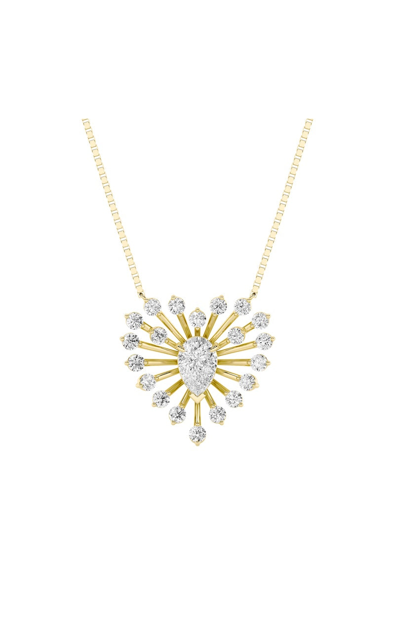 1.5Cttw Pear Shaped Lab Grown Diamond (F/VS) Astralis Necklace in 14K Gold